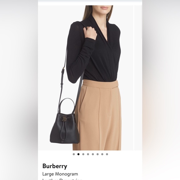 Burberry Monogram leather drawstring bucket bag - Picture 3 of 12
